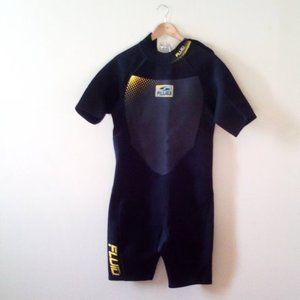 Fluid Black Yellow Anatomically Cut Short Wet Suit Adult Size US XL New With Tag